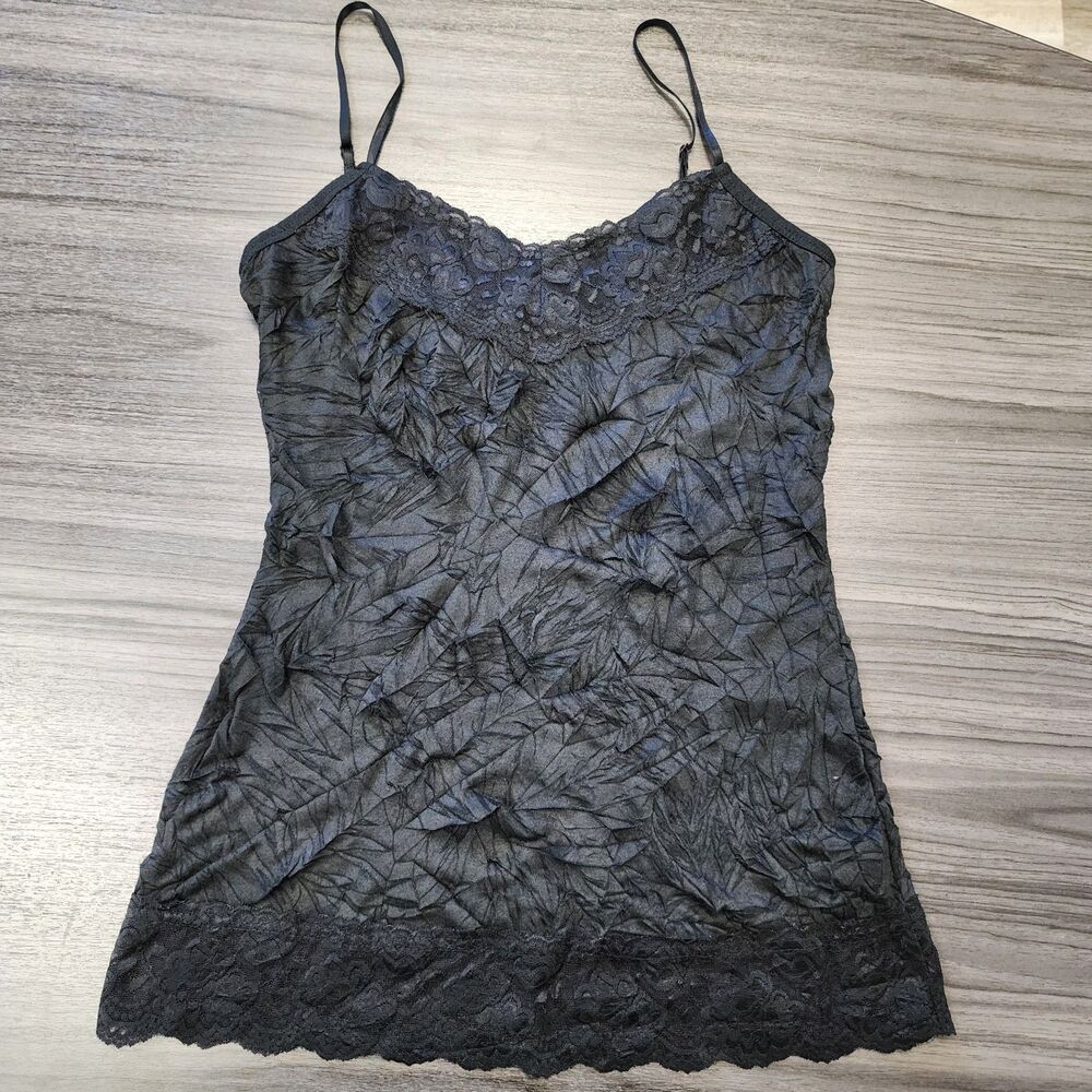 Maurices Women Lace Trim Y2K Cami Tank Top Size M Black Grunge Goth Whimsigoth
